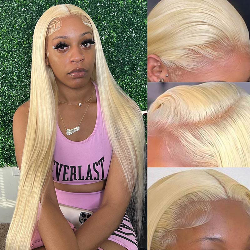 Flash Sale:180% Density Straight Hair Wig #613 Blonde 13x4 Lace Frontal Wig-AlididiHair