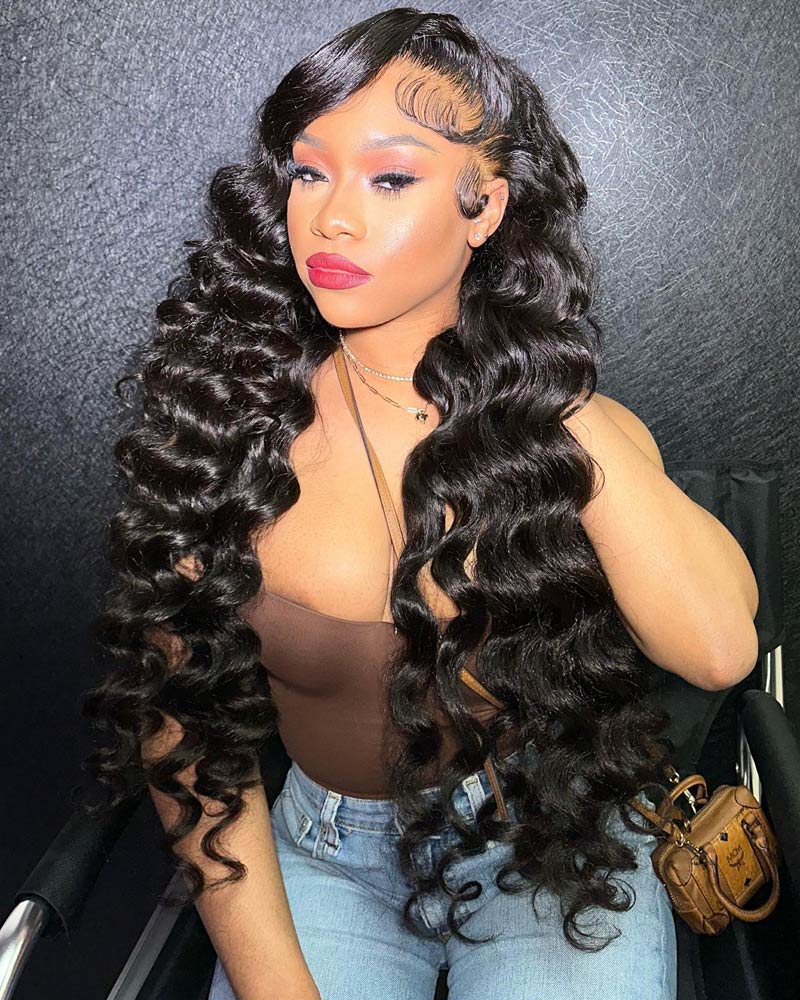 Loose Deep Wave 4X4/13X4 Transparent Lace Front Wigs Pre Plucked Hairline Best Human Hair Wig-Alididihair