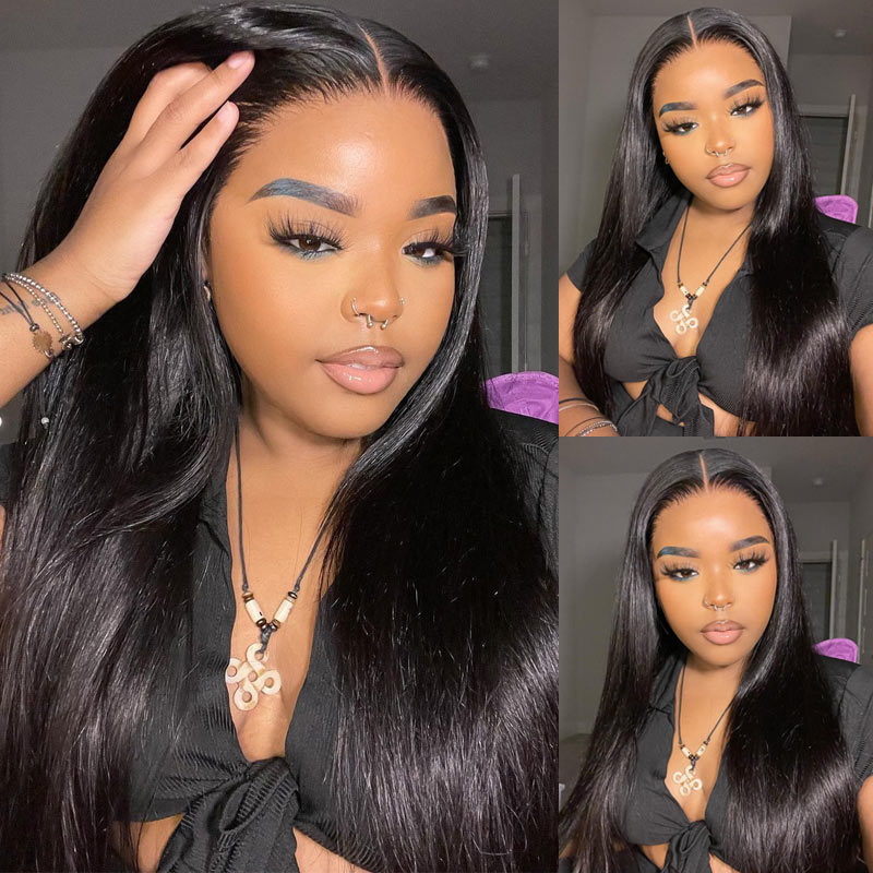 Straight Hair Transparent Lace Frontal Wig 4X4/13X4 Lace Front Real Human Hair-Alididihair